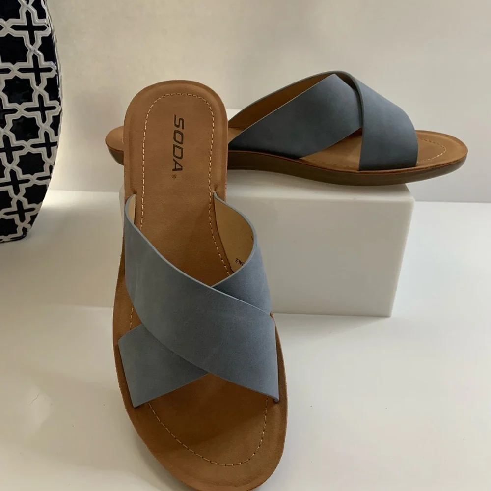 Soda Crossover Strapy Sandals 8.5,10 Blue color NWOT - Picture 6 of 9